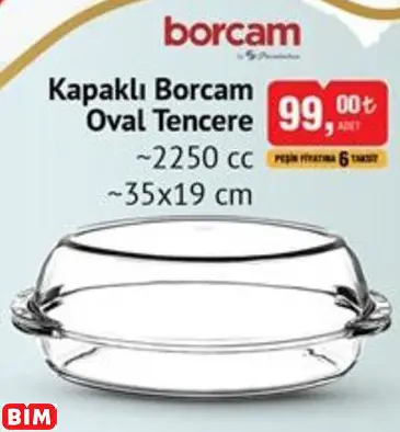 BORCAM KAPAKLI BORCAM OVAL TENCERE ~2250 CC ~35X19 CM